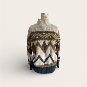 a.n.a Turtleneck Sweater - Brown and Black Geometric